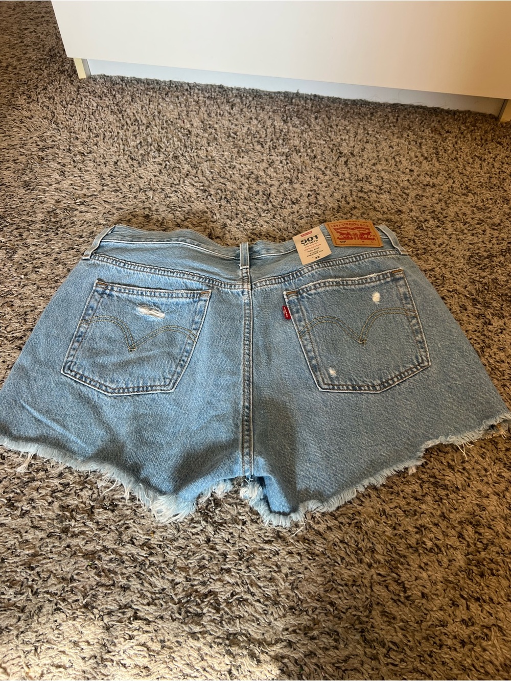 Levi's Light Blue Distressed Cutoff Jean Shorts - Picture 6 of 7